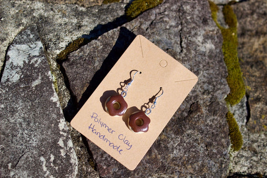 Polymer Clay Chocolate Frosted Donut Earrings