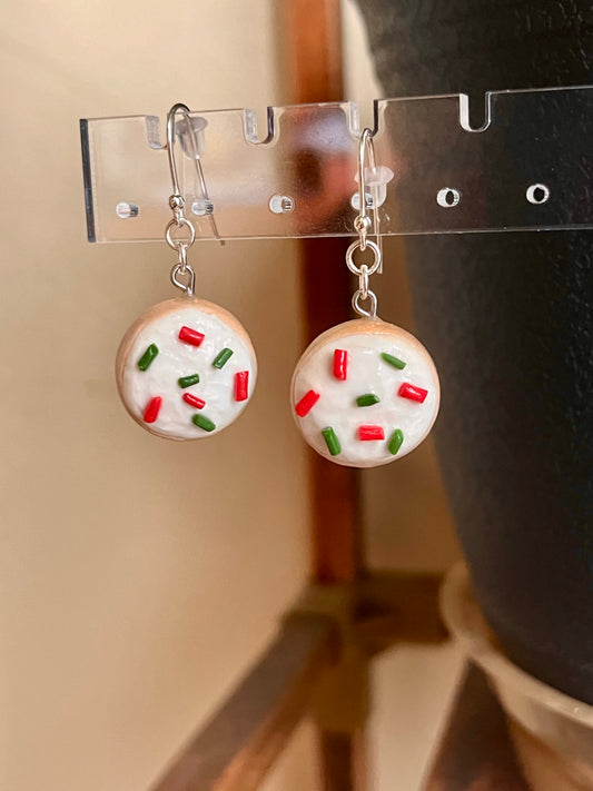 Iced Sugar Cookie w/ Christmas Sprinkles Earrings