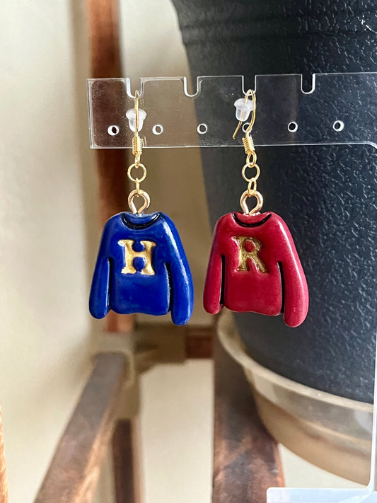 H & R Christmas Sweater Polymer Clay Earrings