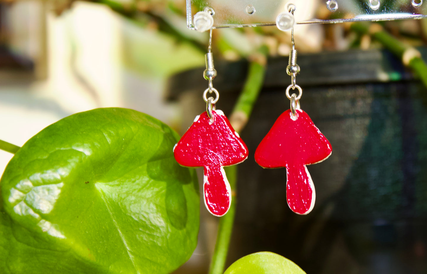 Polymer Clay Mushroom Earrings/.925 Sterling Silver