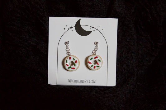 Christmas Sprinkled Donut Earrings