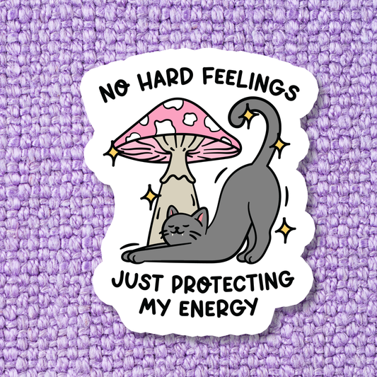 Mushroom Cat Mental Health Waterproof Sticker