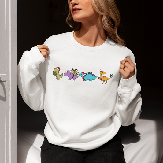 Christmas Dinosaurs Adult Crewneck Sweatshirt